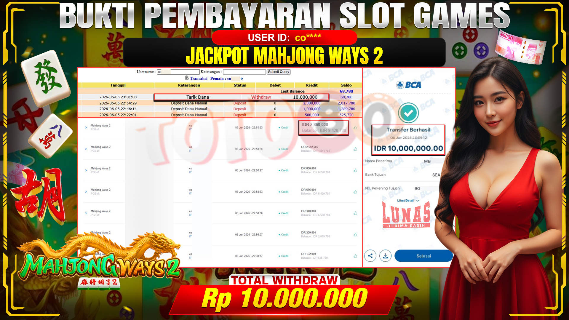 💰🎉 TOTO80 – JACKPOT SLOT MAHJONG  WAYS 2 RP. 10.000,000,-   TELAH DIBAYARKAN!💰🎉
