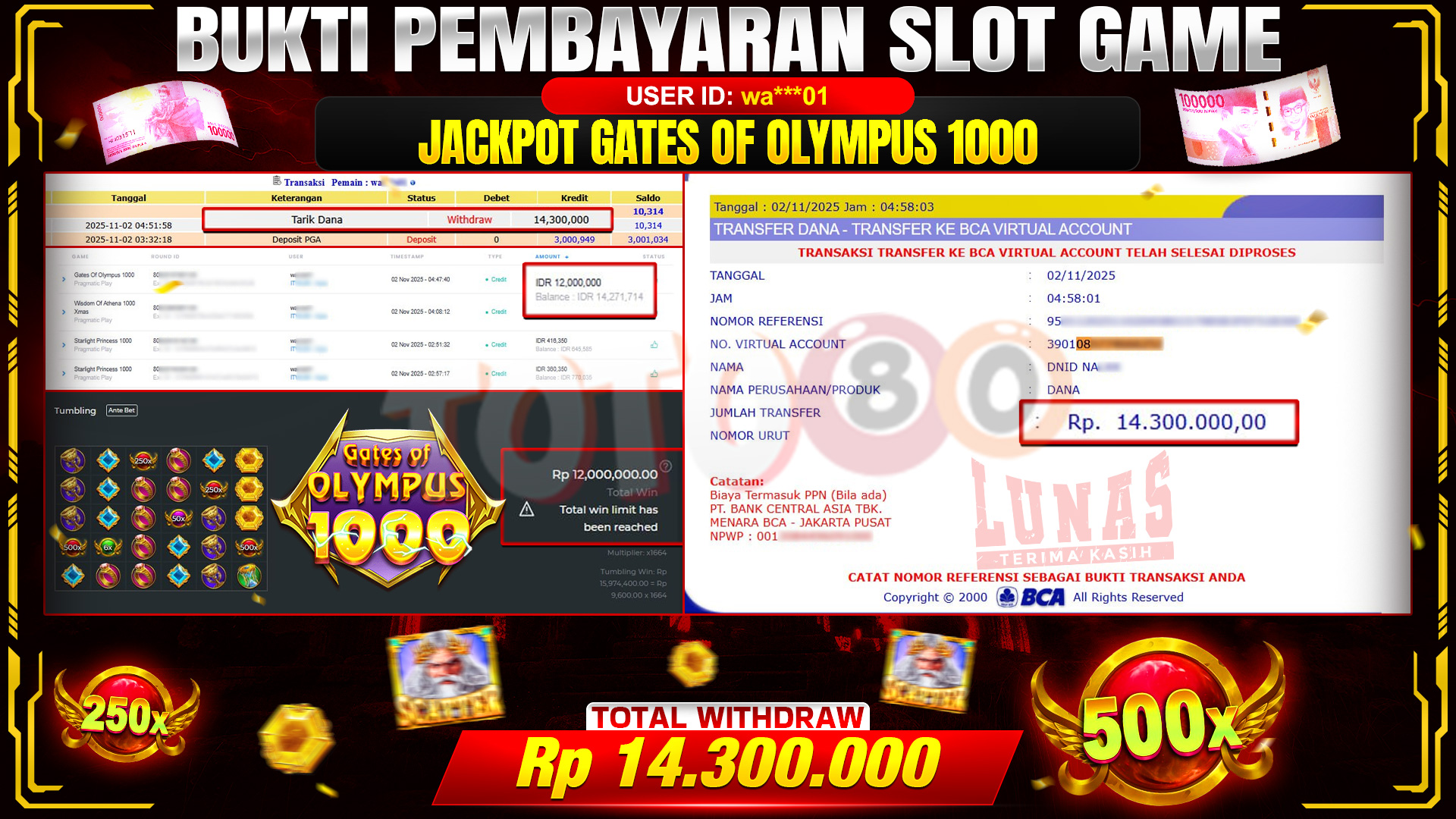 🎉 TOTO80 – JACKPOT SLOT GATES OF OLYMPUS 1000 RP.14.300.000,- TELAH DIBAYARKAN! 🎉