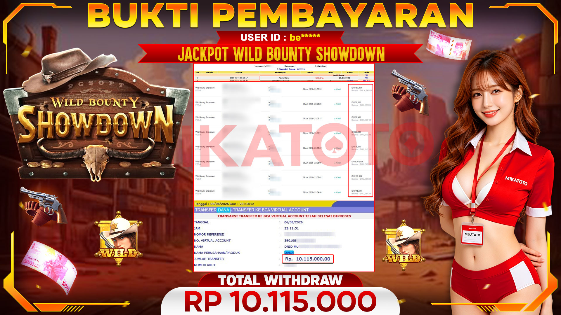 🏆 SELAMAT KEPADA PEMENANG JACKPOT DI Wild Bounty Showdown - PGSoft 10,115,000🏆