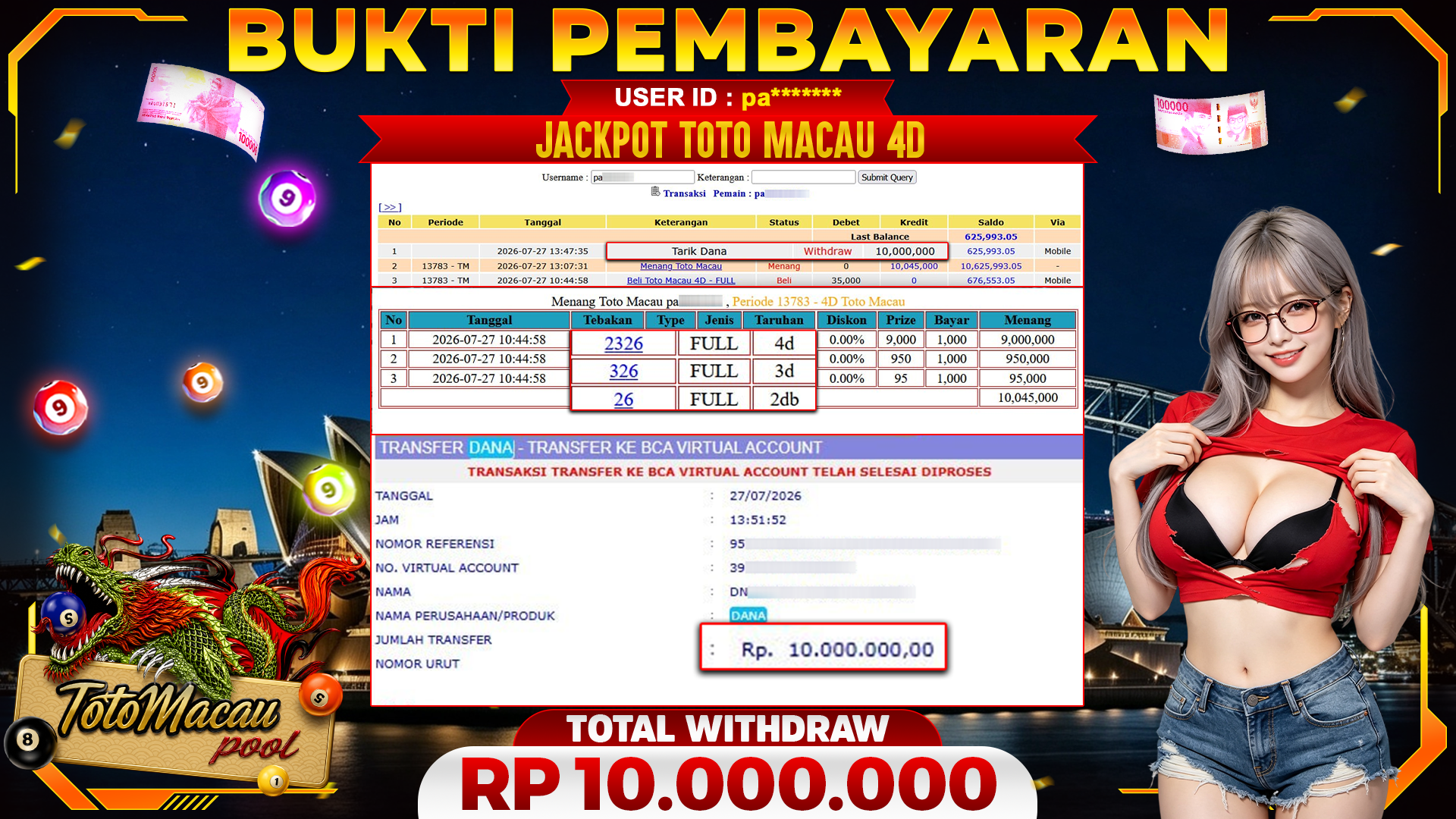 🏆 SELAMAT KEPADA PEMENANG JACKPOT DI TOTO MACAU 4D - TOGEL 10,000,000 🏆