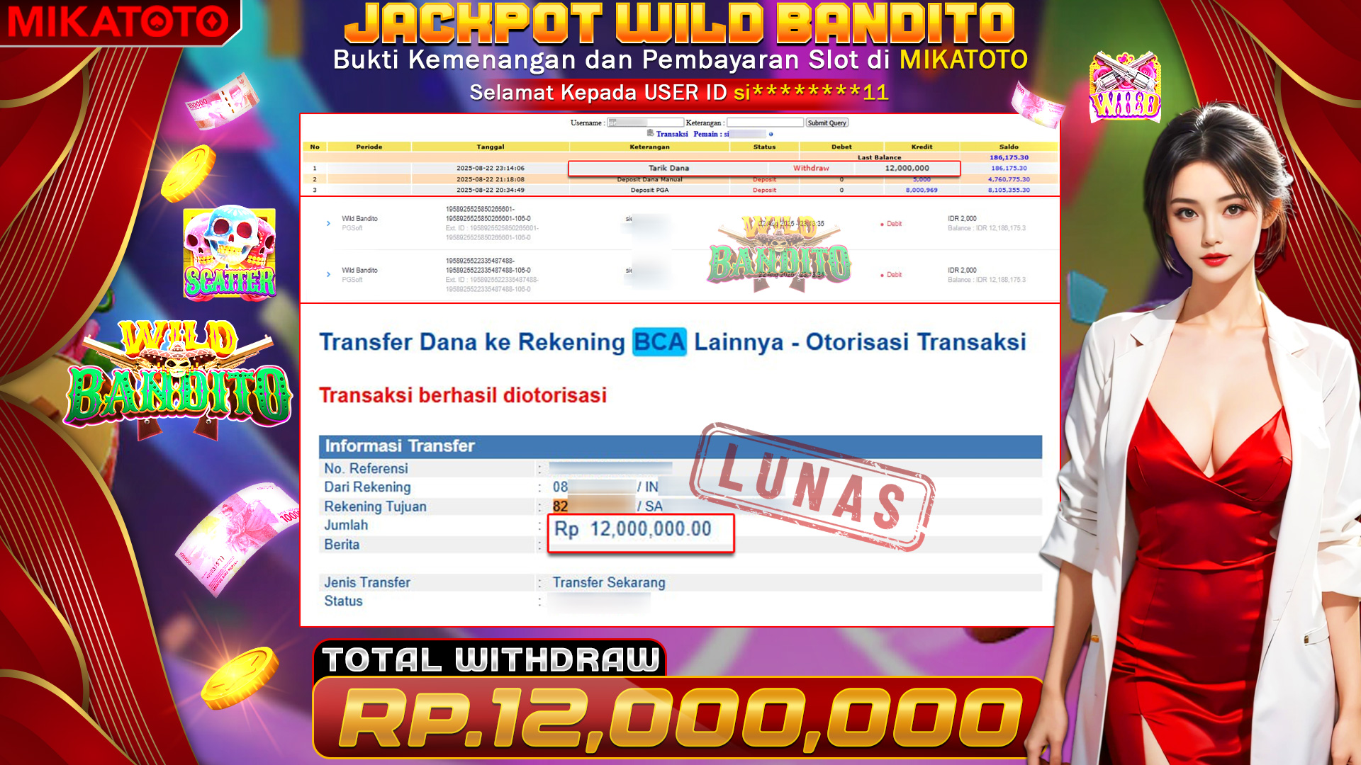 🏆 SELAMAT KEPADA PEMENANG JACKPOT DI Wild Bandito 12,000,000🏆