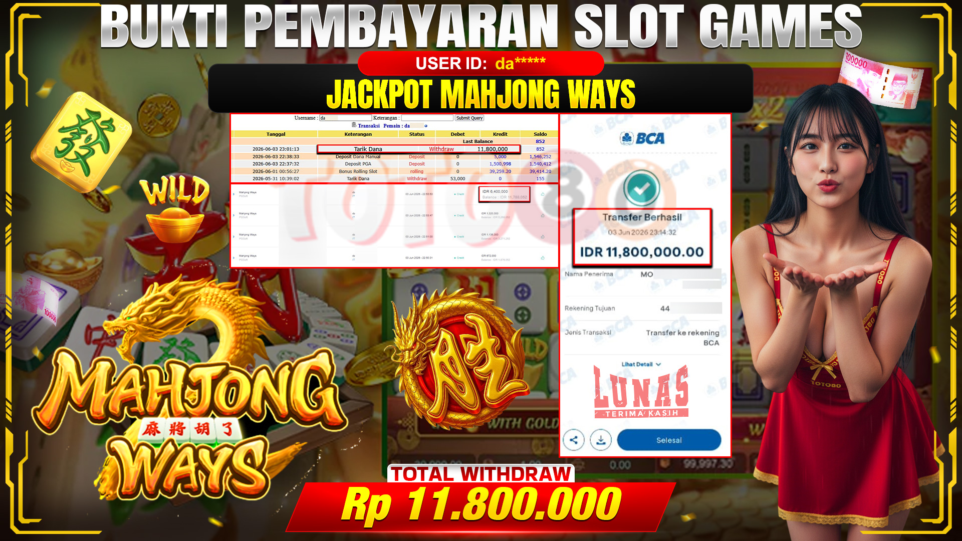 💰🎉 TOTO80 – JACKPOT SLOT MAHJONG  WAYS  RP. 11,800,000,-  TELAH DIBAYARKAN!💰🎉
