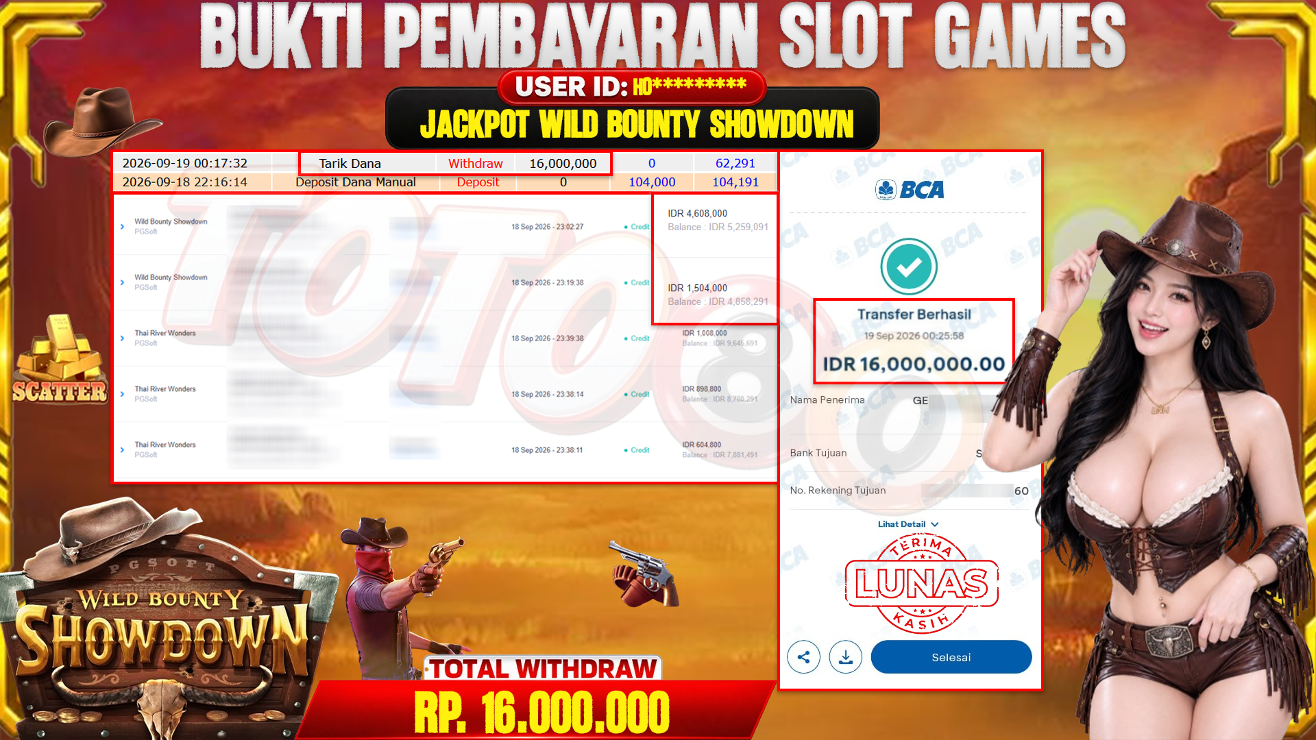 💰🎉 TOTO80 – JACKPOT SLOT WILD BOUNTY SHOWDOWN  RP. 16,000,000,- TELAH DIBAYARKAN!💰🎉
