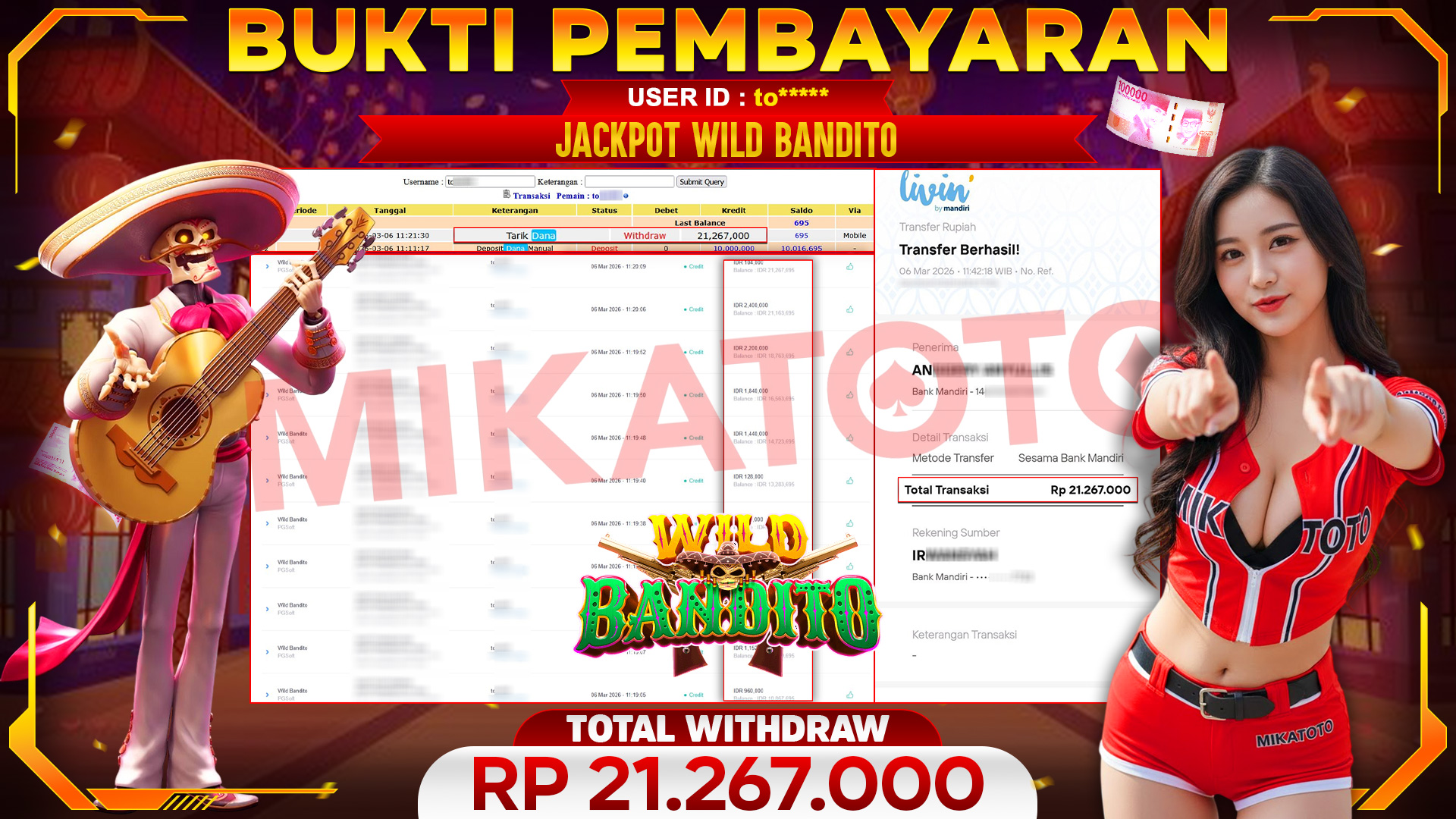 🏆 SELAMAT KEPADA PEMENANG JACKPOT DI Wild Bandito  - PGSoft 21,267.000🏆