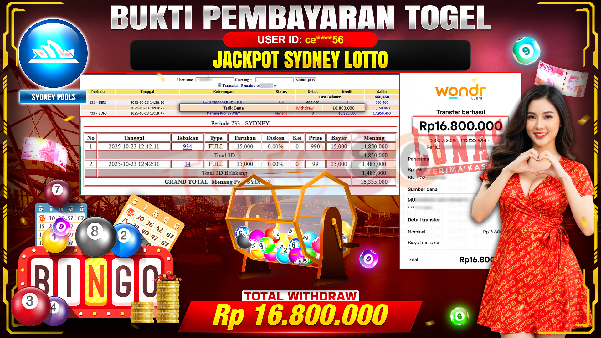 🎉 TOTO80 – JACKPOT TOGEL SYDNEY LOTTO RP.16.800.000,- TELAH DIBAYARKAN! 🎉