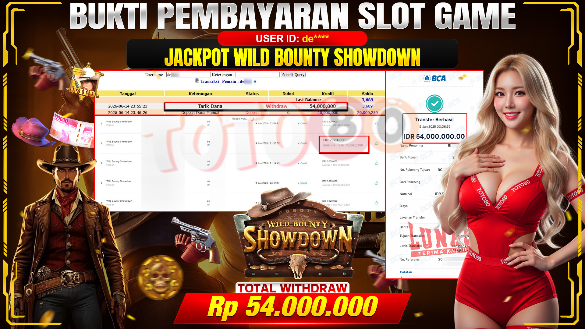 💰🎉 TOTO80 – JACKPOT SLOT WILD BOUNTY SHOWDOWN  RP. 54.000.000,- TELAH DIBAYARKAN!💰🎉