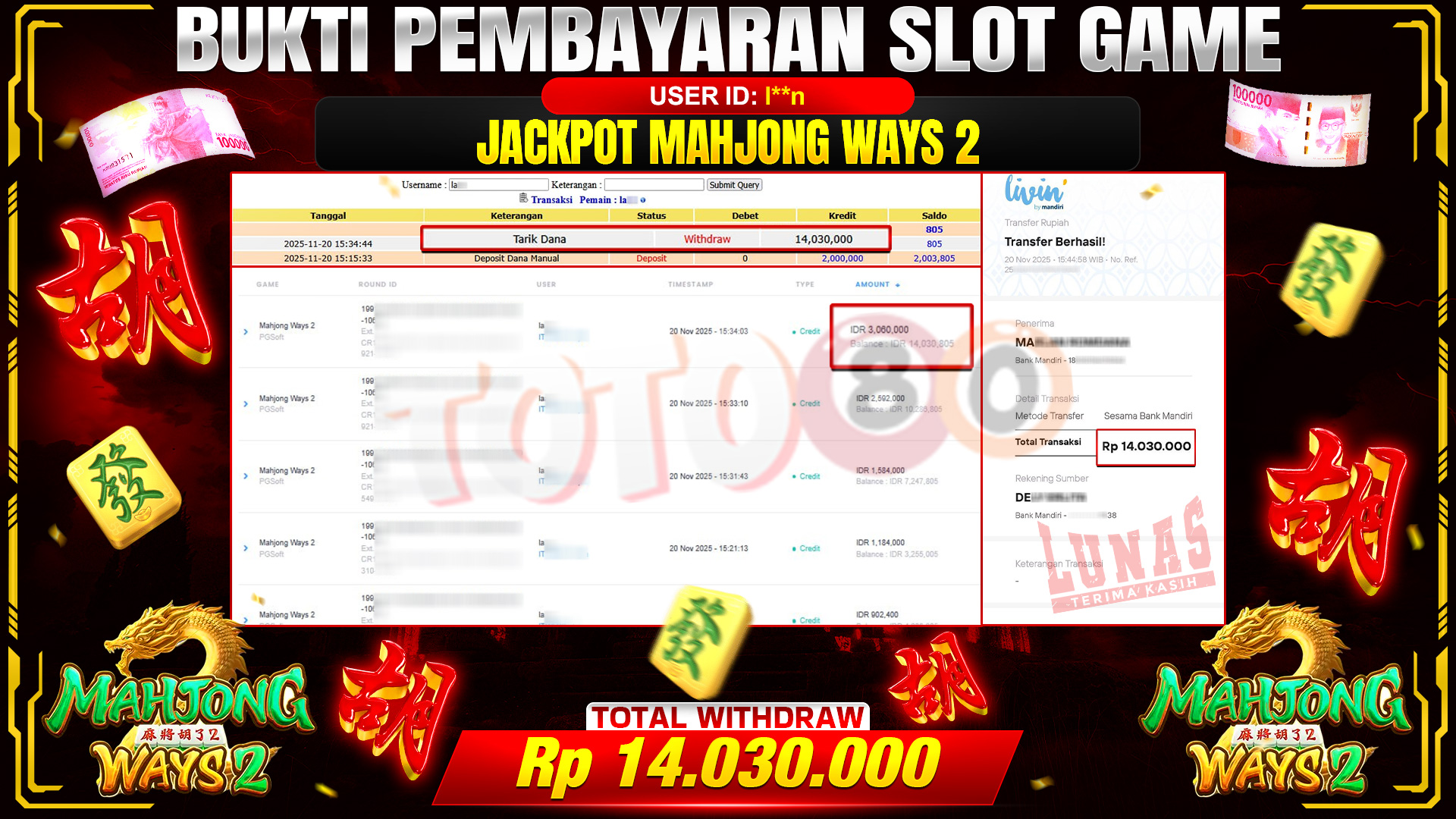 🎉 TOTO80 – JACKPOT SLOT MAHJONG WAYS 2 RP.14,030,000,- TELAH DIBAYARKAN! 🎉