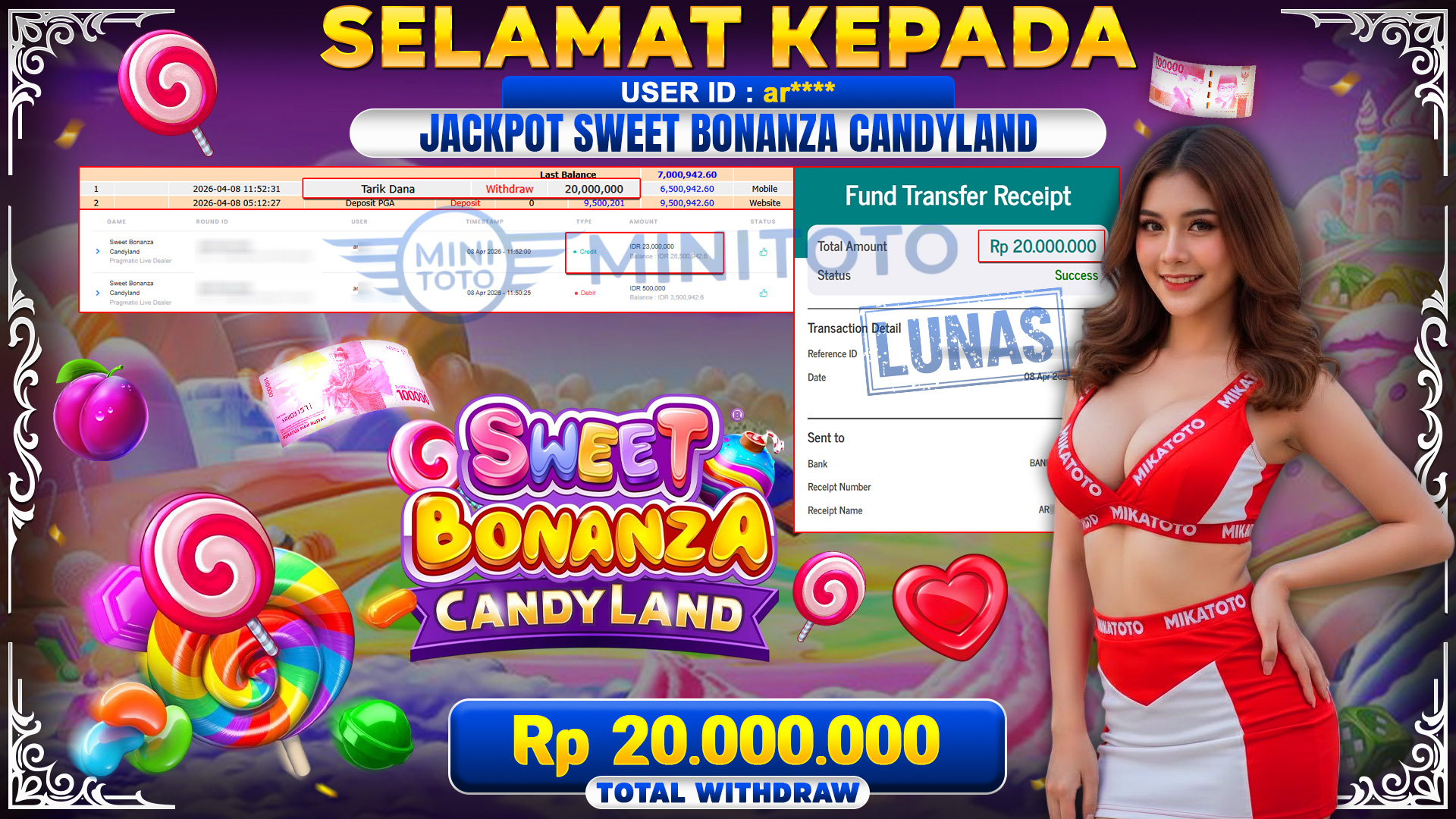 BUKTI JACPOT Sweet Bonanza Candyland - Pragmatic Live Dealer