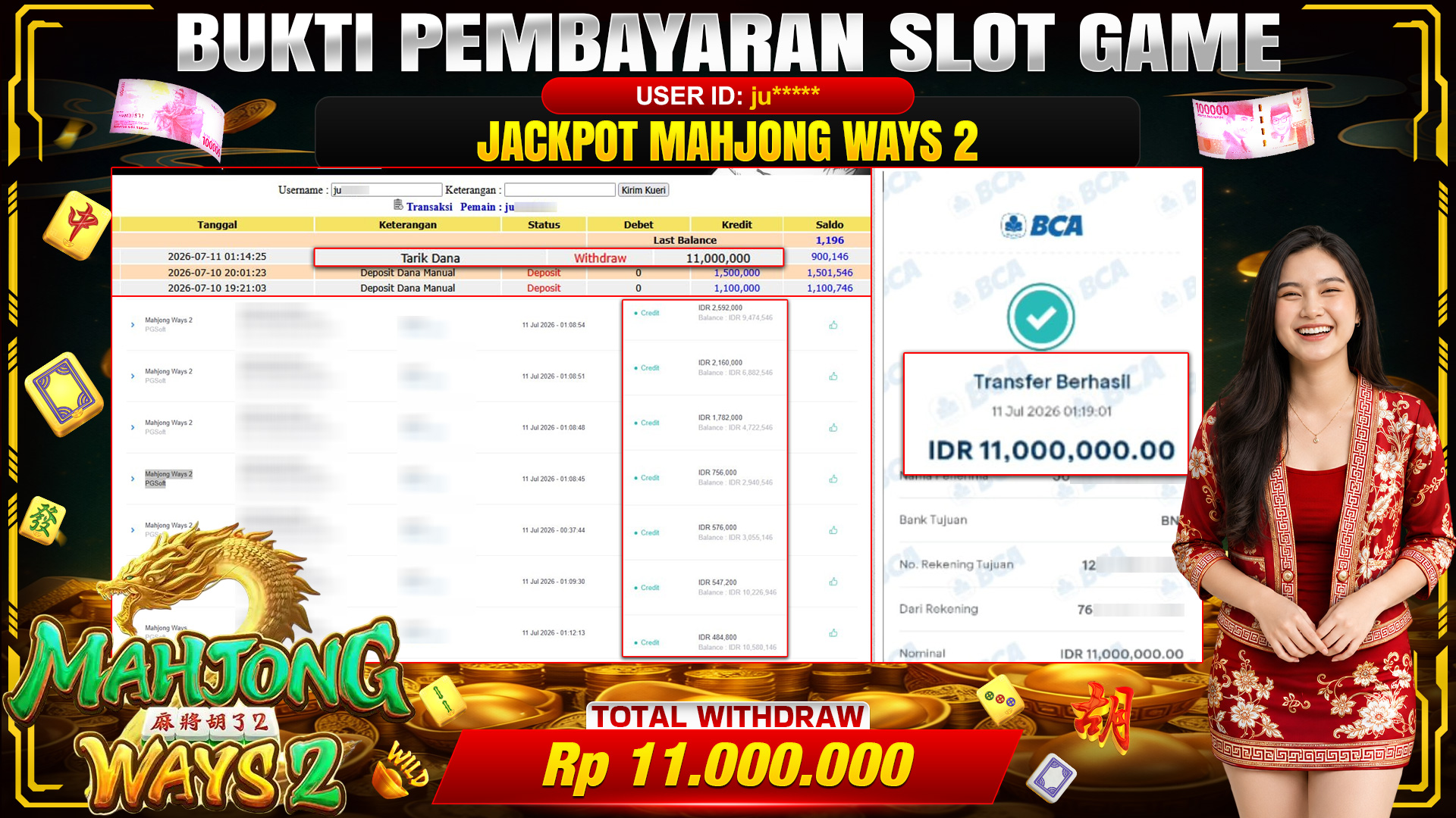 💰🎉 TOTO80 – JACKPOT SLOT MAHJONG  WAYS 2 RP. 11,000,000,-   TELAH DIBAYARKAN!💰🎉