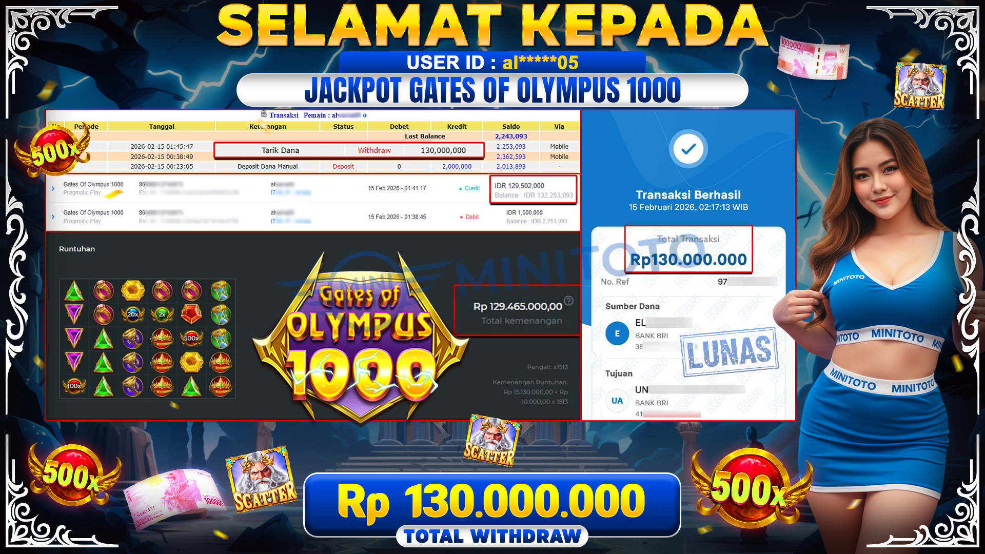 JACKPOT  Gates Of Olympus 1000 - Pragmatic Play