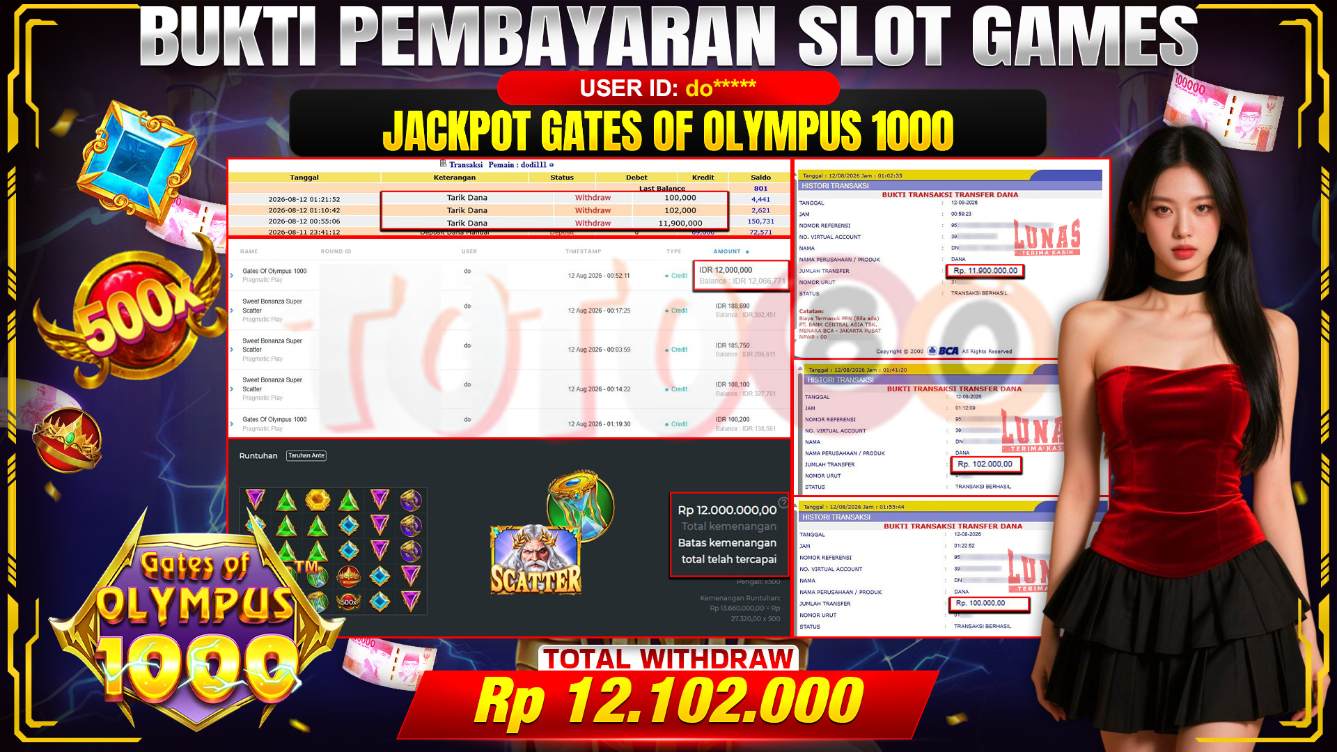 💰🎉 TOTO80 – JACKPOT SLOT GATES OF OLYMPUS 1000  RP. 12,102,000,- TELAH DIBAYARKAN!💰🎉