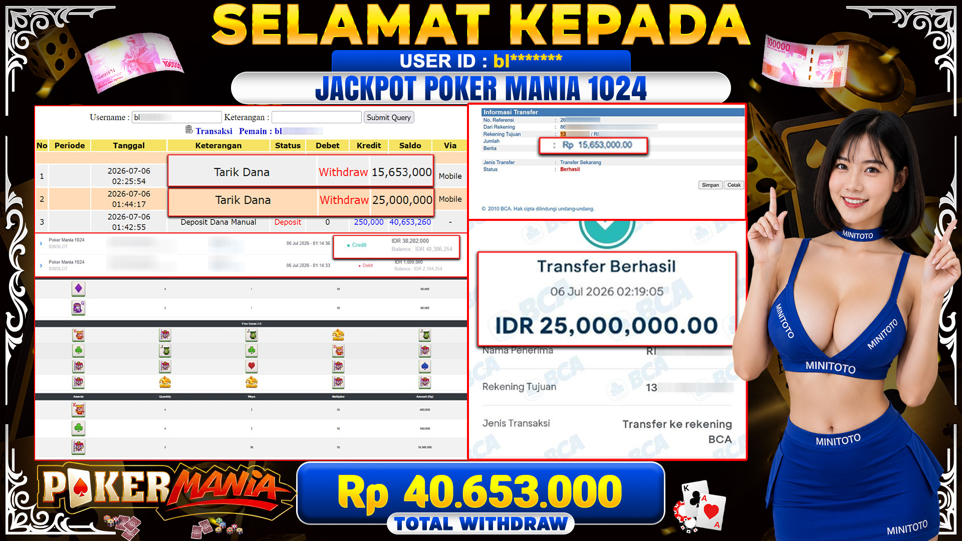 BUKTI JACKPOT POKER MANIA 1024
