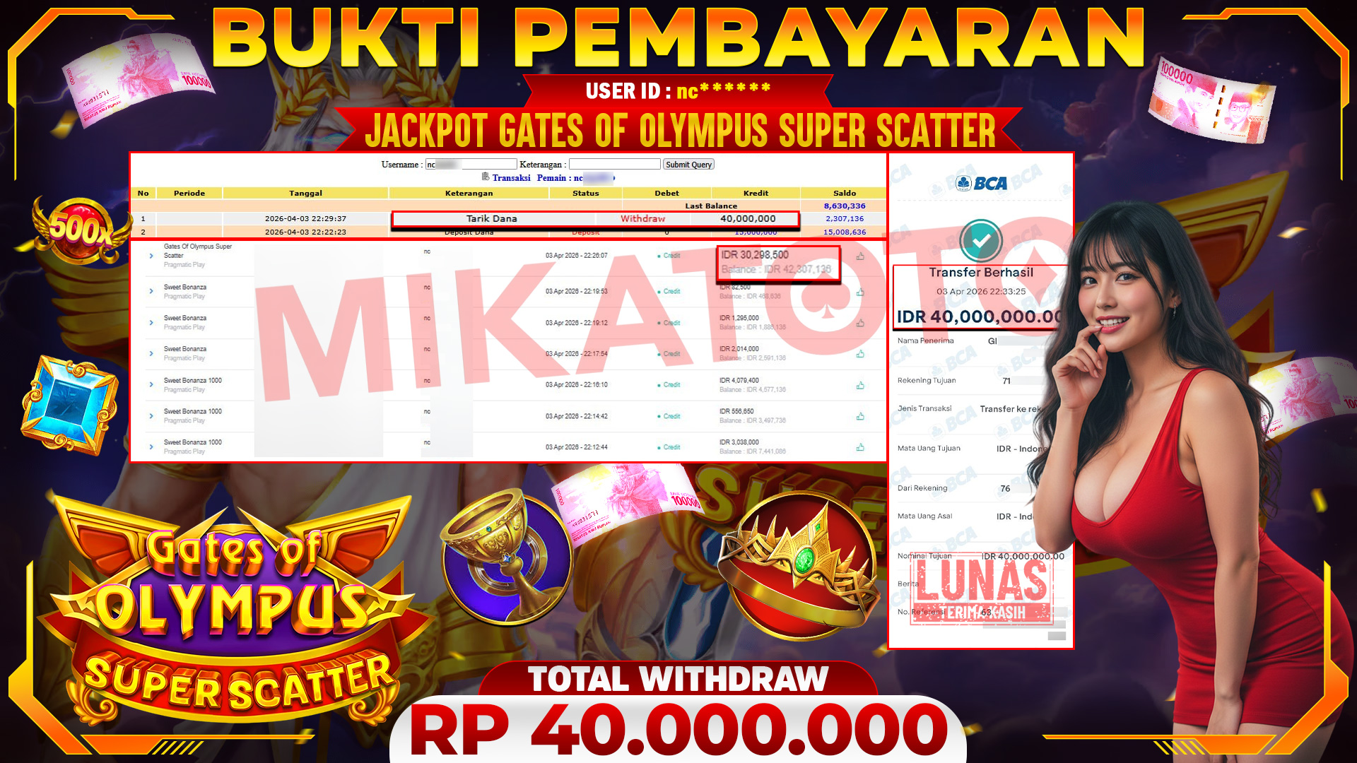 🏆 SELAMAT KEPADA PEMENANG JACKPOT DI Gates Of Olympus Super Scatter  - Pragmatic Play 40,000,000🏆