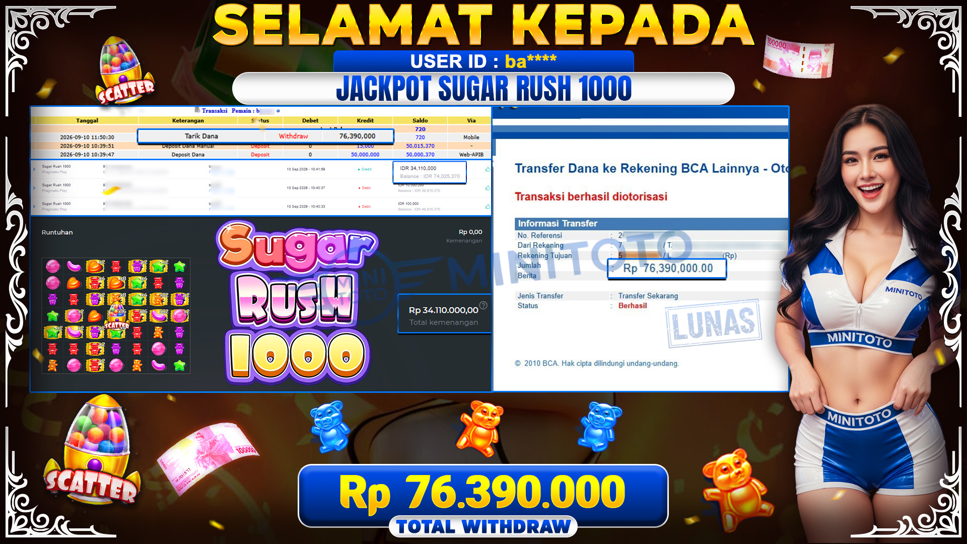 BUKTI JACKPOT SUGAR RUSH 1000 - PRAGMATIC PLAY