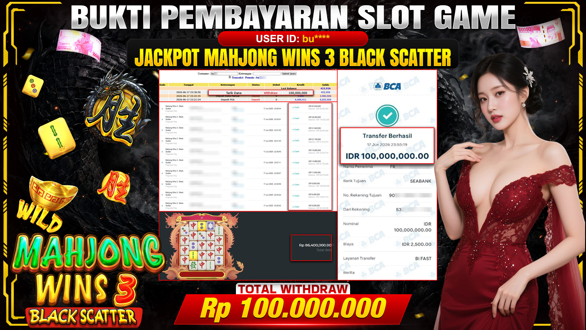 💰🎉 TOTO80 – JACKPOT SLOT MAHJONG WINS 3 - BLACK SCATTER RP. 100,000,000,- TELAH DIBAYARKAN!💰🎉