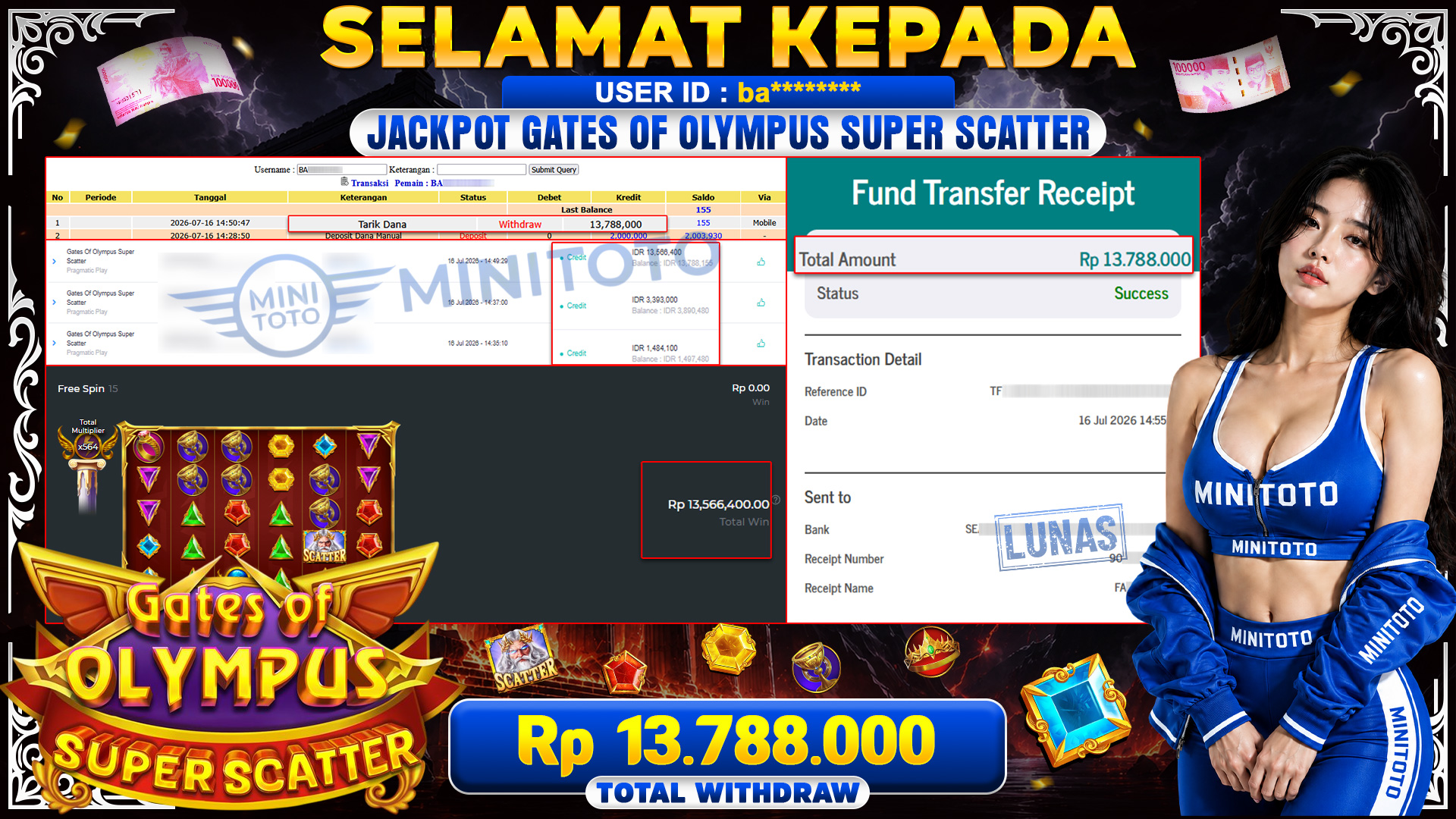 BUKTI JACKPOT GATES OF OLYMPUS SUPER SCATTER - PRAGMATIC PLAY