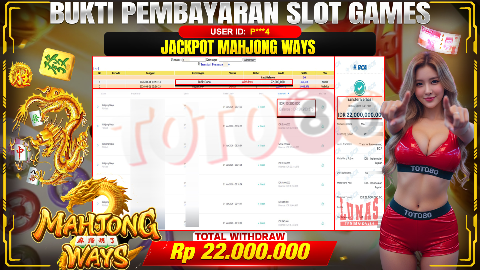 🎉 TOTO80 – JACKPOT SLOT MAHJONG WAYS . RP. 22,000,000,- TELAH DIBAYARKAN! 🎉