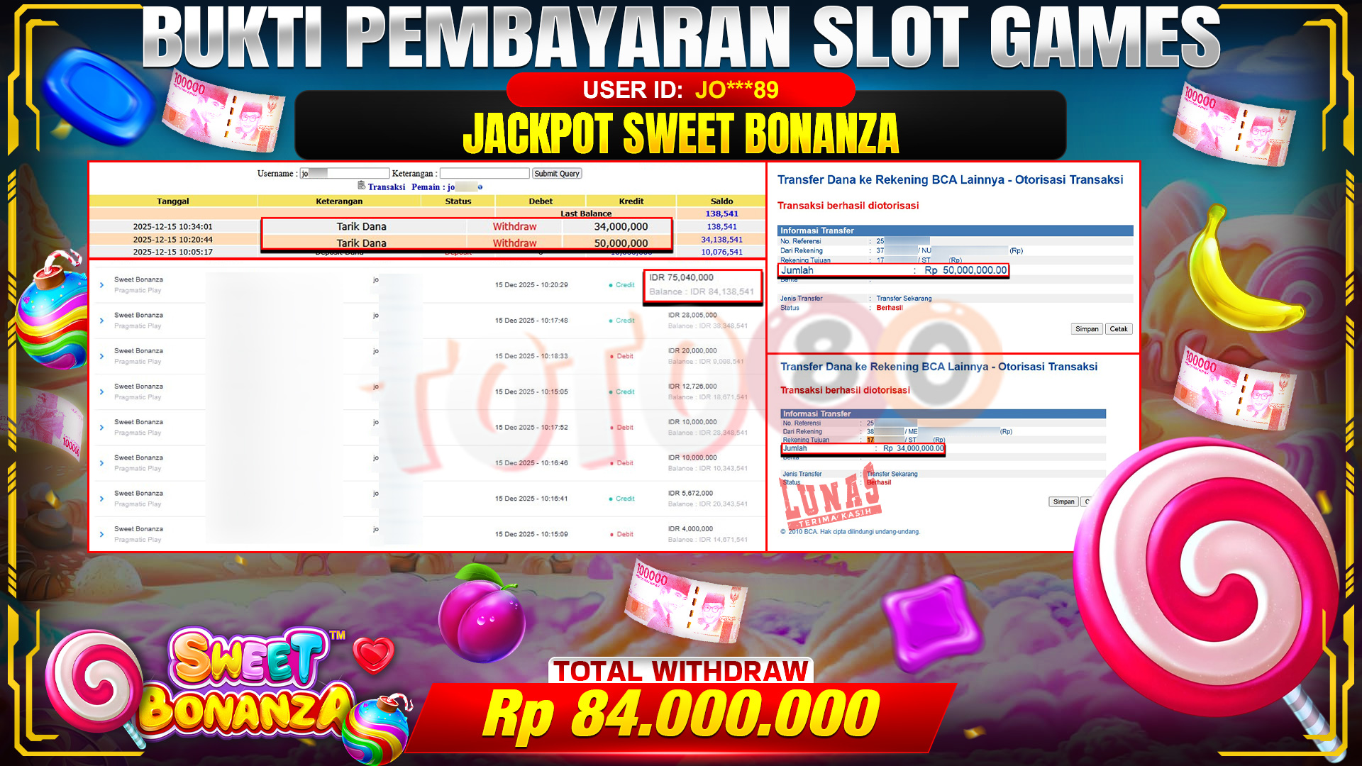 🎉 TOTO80 – JACKPOT SLOT SWEET BONANZA RP. 84,000,000,- TELAH DIBAYARKAN! 🎉