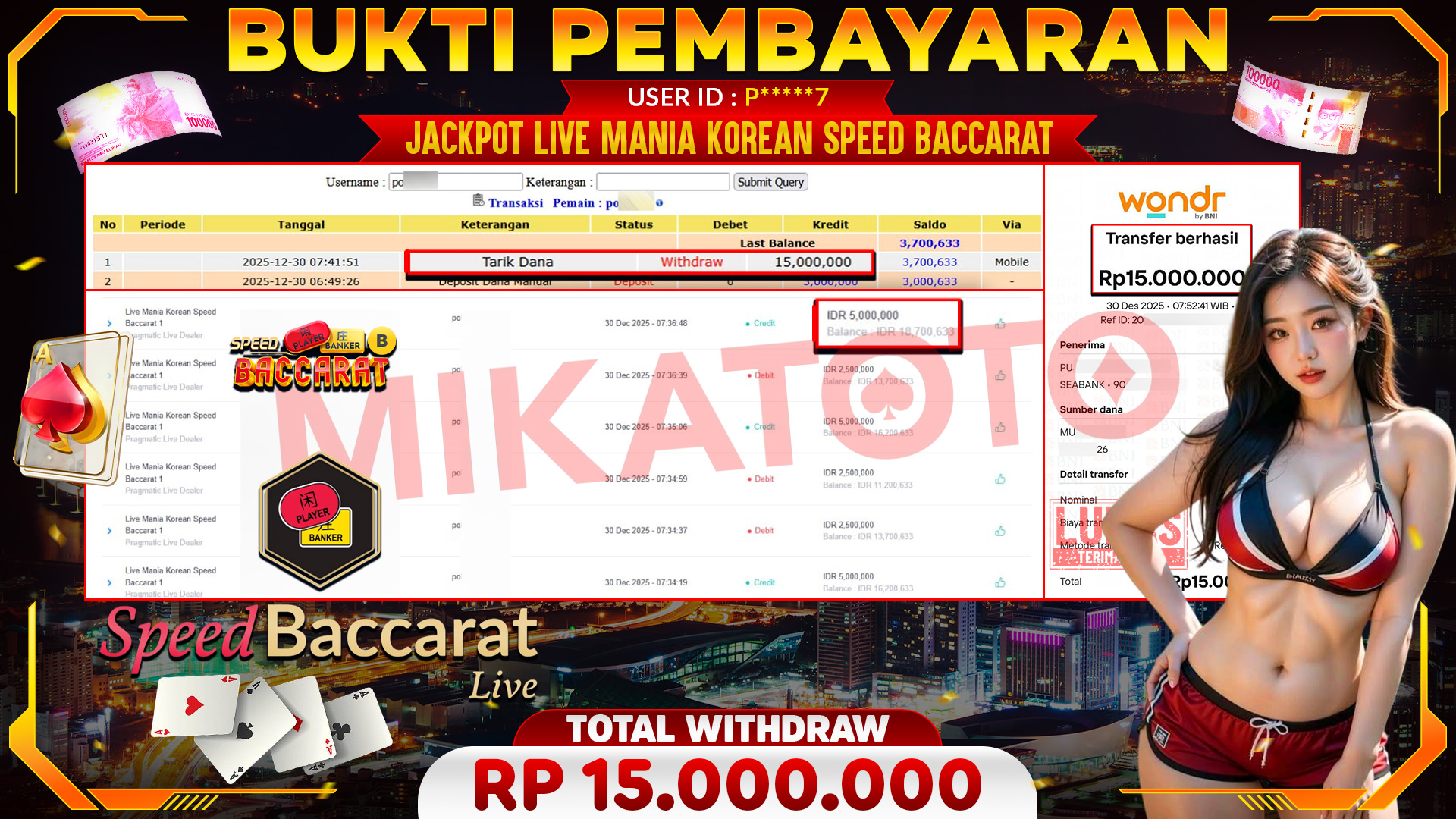 🏆 SELAMAT KEPADA PEMENANG JACKPOT DI Live Mania Korean Speed Baccarat - Pragmatic Live Dealer 15,000,000🏆