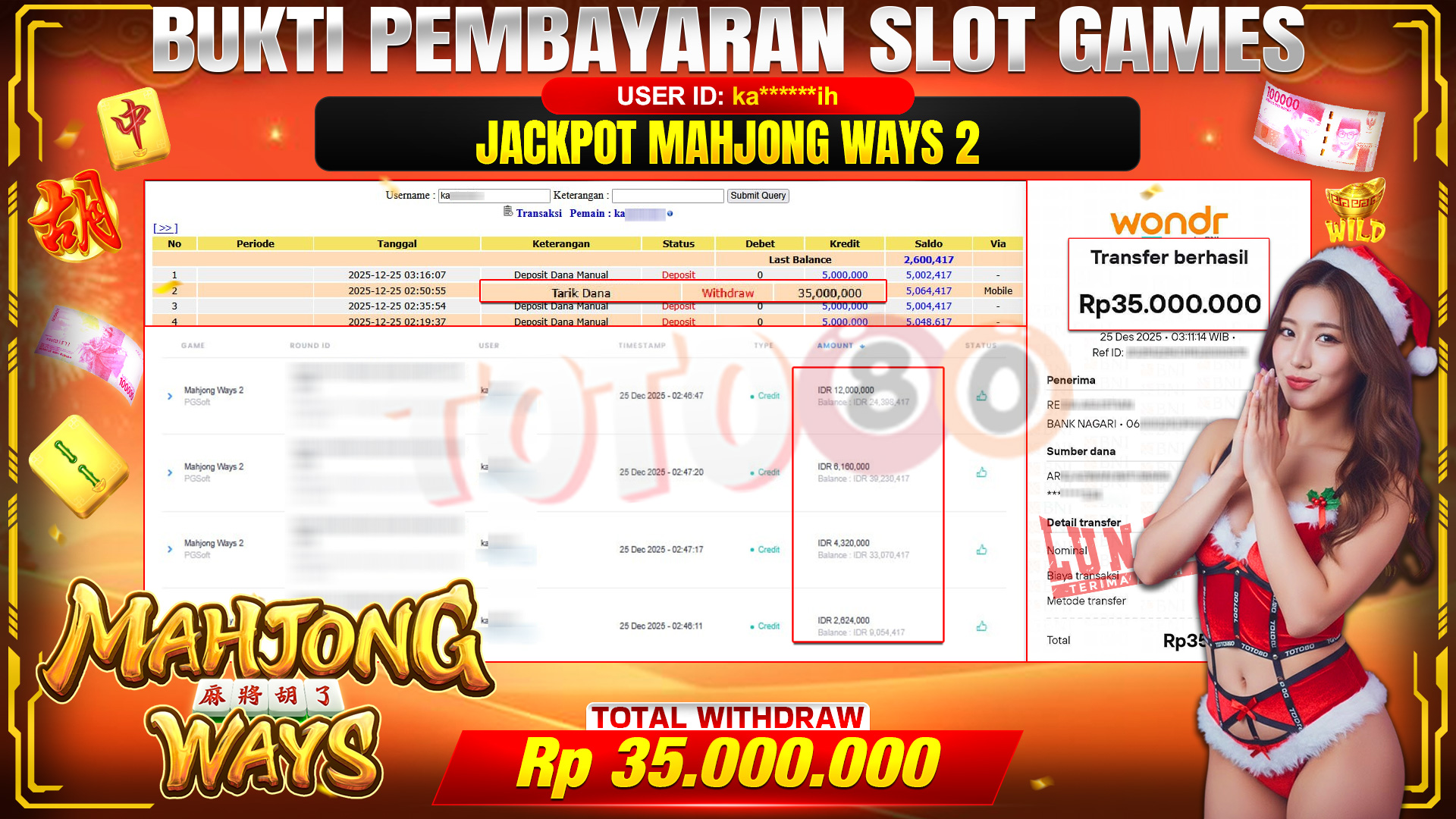 🎉 TOTO80 – JACKPOT SLOT MAHJONG WAYS 2 RP. 35,000,000,- TELAH DIBAYARKAN! 🎉