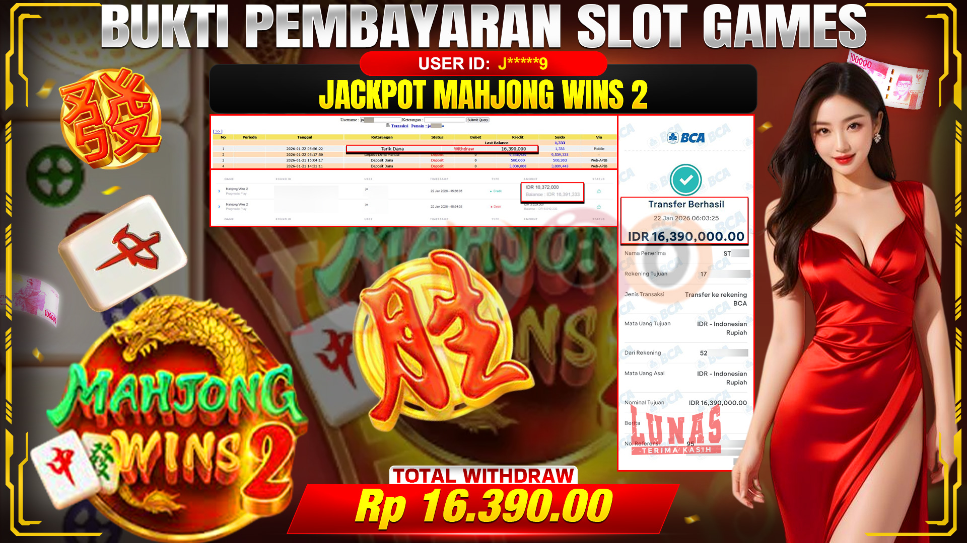 🎉 TOTO80 – JACKPOT SLOT MAHJONG WINS 2 RP. 16,390,000,- TELAH DIBAYARKAN! 🎉