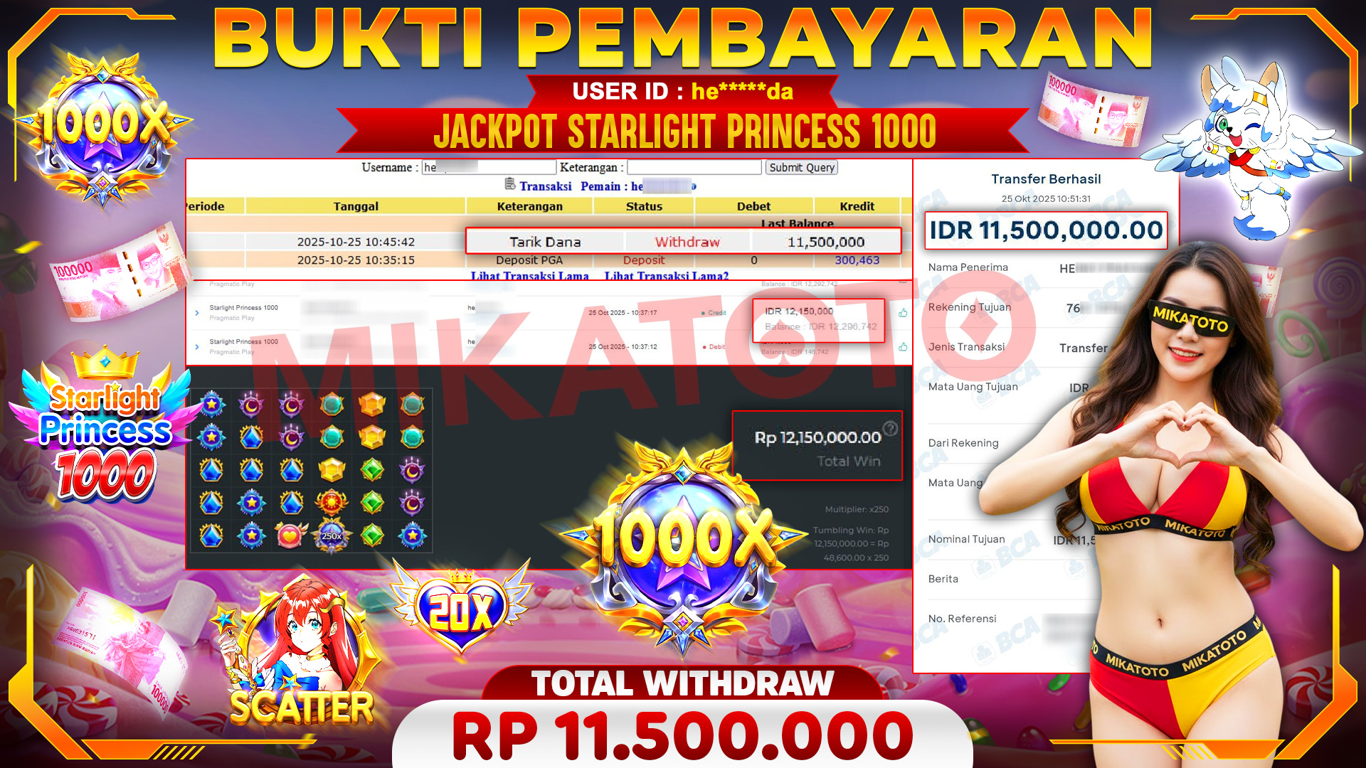 🏆 SELAMAT KEPADA PEMENANG JACKPOT DI Starlight Princess 1000  - Pragmatic Play 11,500,000🏆