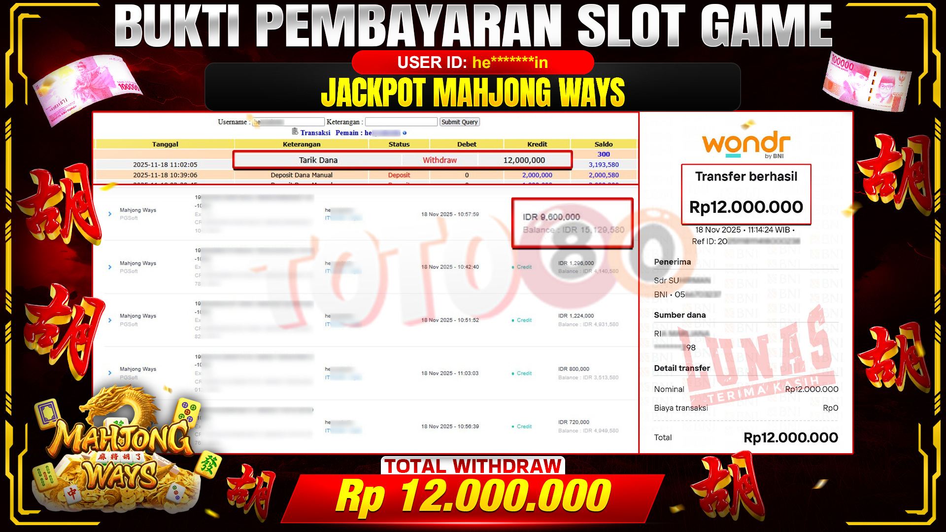 🎉 TOTO80 – JACKPOT SLOT MAHJONG WAYS RP.12,000,000,- TELAH DIBAYARKAN! 🎉