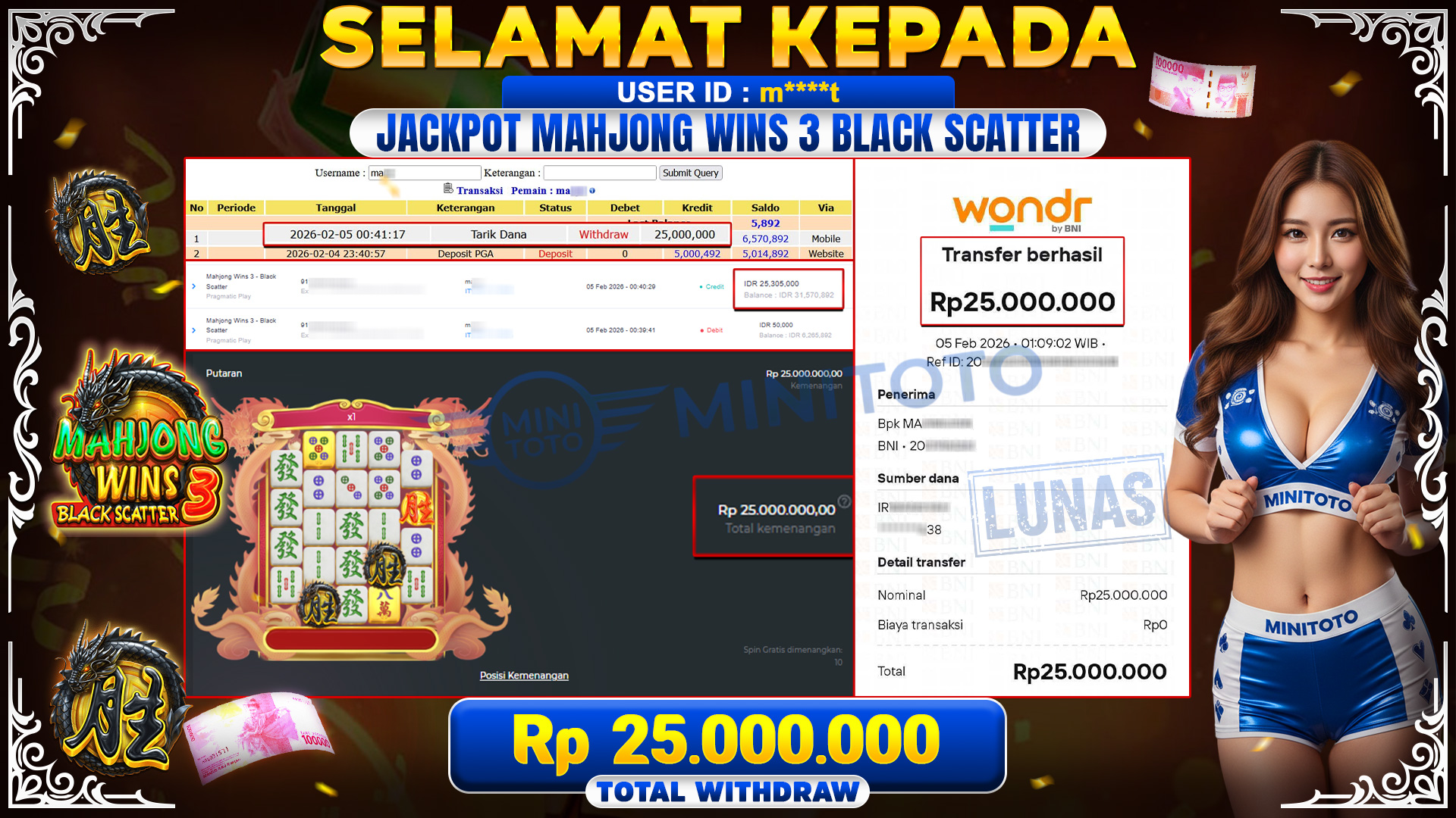 JACKPOT MAHYONG WINS 3 ( PRAGMATIC PLAY )