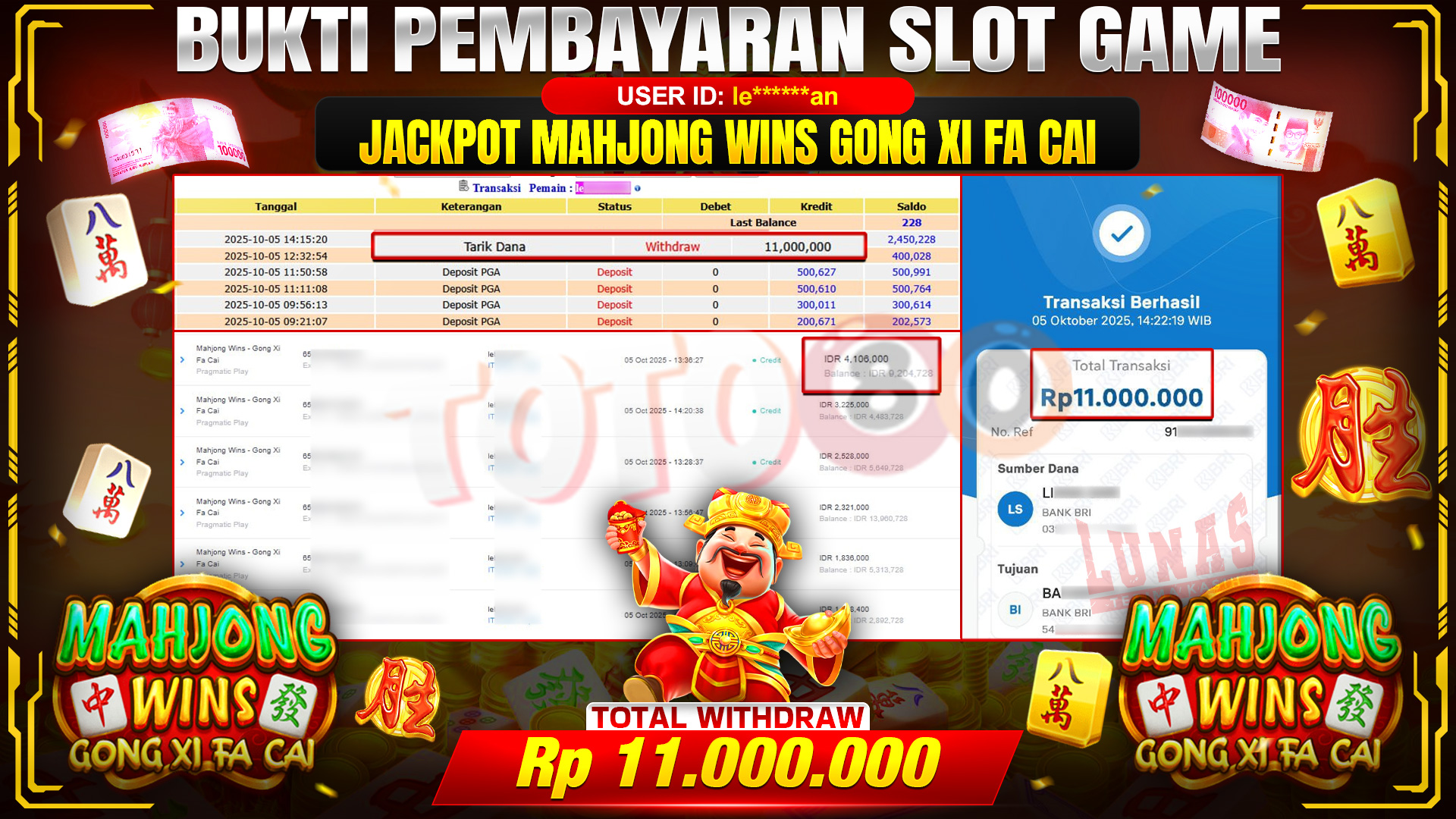 🎉 TOTO80 – JACKPOT SLOT MAHJONG WINS GONG XI FA CAI RP.11.000.000,- TELAH DIBAYARKAN! 🎉