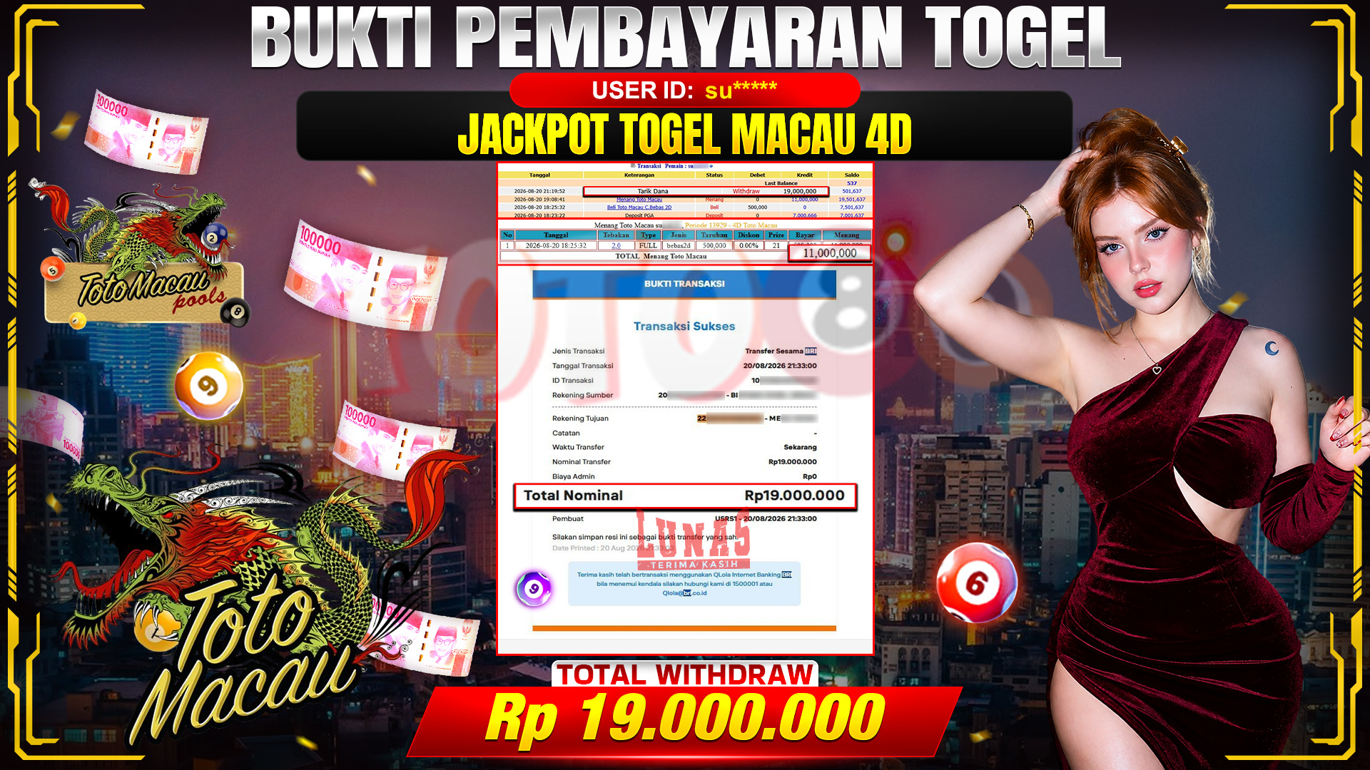 💰🎉 TOTO80 – JACKPOT TOGEL TOTO MACAU 4D RP. 19,000,000,- TELAH DIBAYARKAN!💰🎉