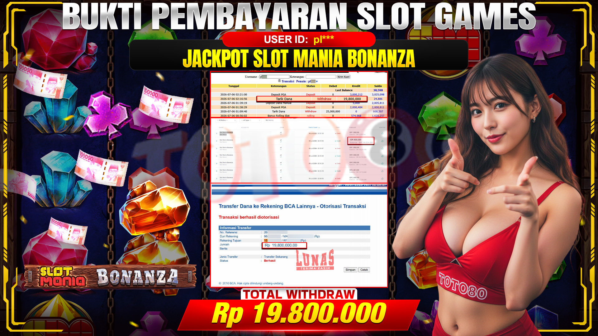 💰🎉 TOTO80 – JACKPOT SLOT MANIA BONANZA RP. 19,800,000,-  TELAH DIBAYARKAN!💰🎉