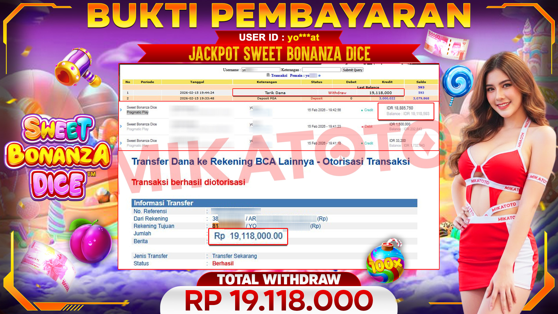 🏆 SELAMAT KEPADA PEMENANG JACKPOT DI Sweet Bonanza Dice - Pragmatic Play 19,118,000🏆