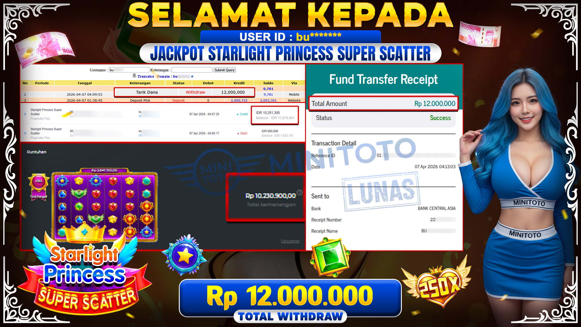 BUKTI JACPOT Starlight Princess Super Scatter - Pragmatic Play